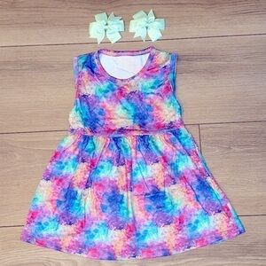 2T Water Color Easter Dress with Bows